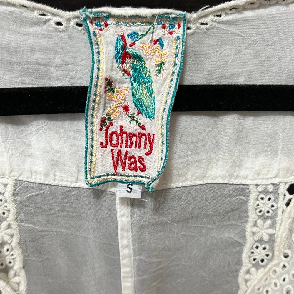 Johnny Was White Eyelet Lace Detail Tunic. Women’s Size Small - Picture 3 of 9